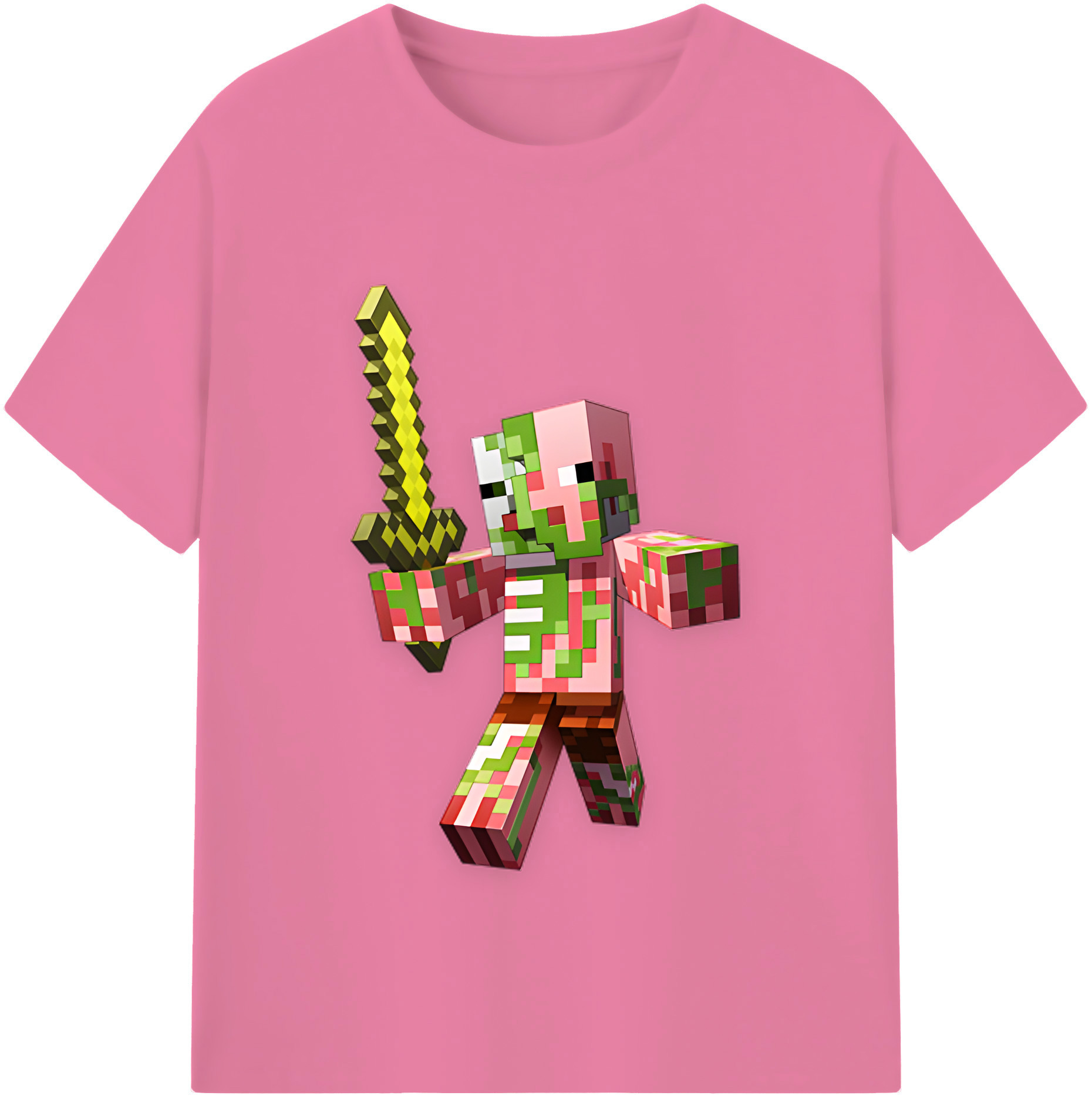 （画像用） マインクラフト ブロックの世界 Minecraft MC Block world 綿100％半袖Tシャツ（フロントプリント）